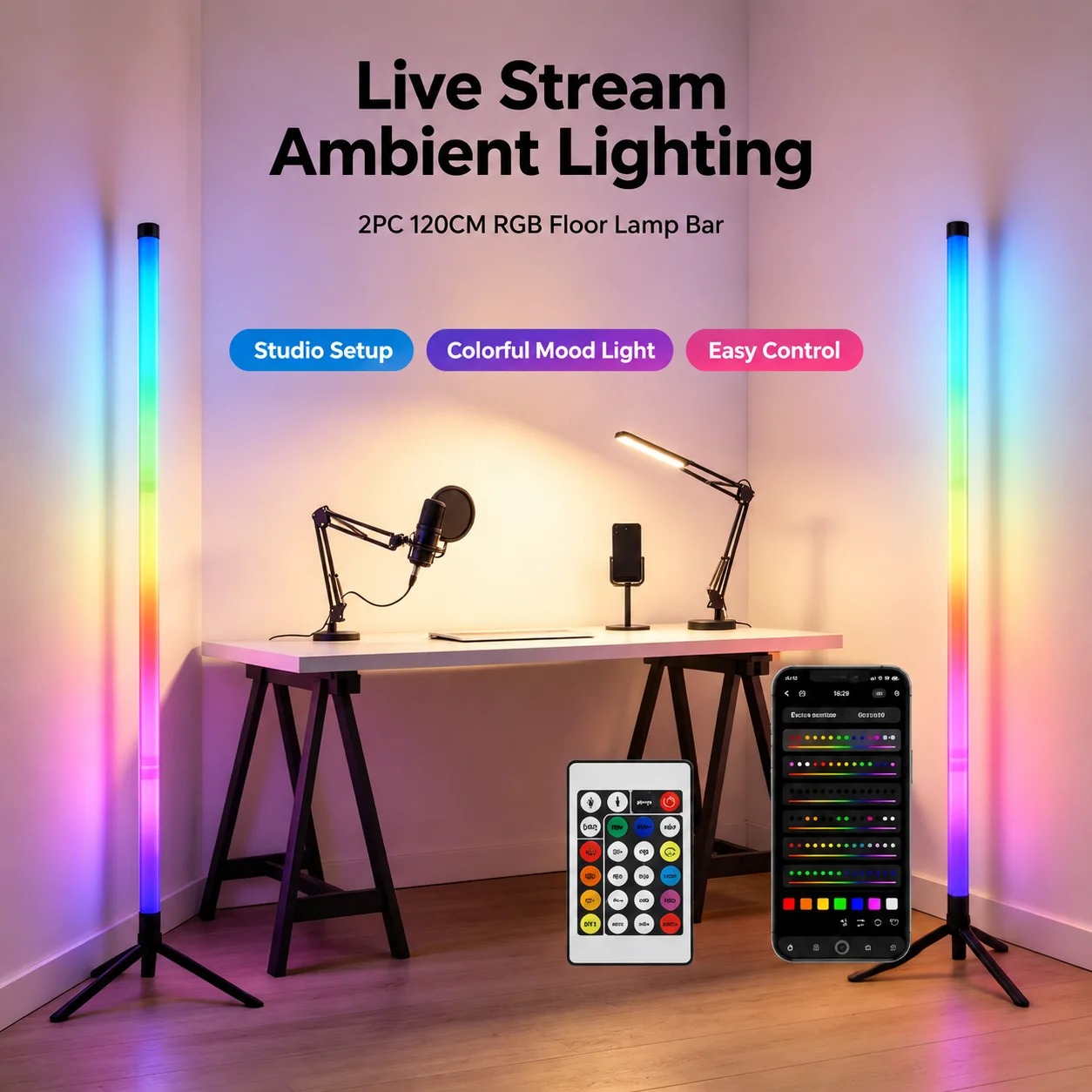 2 SZT. Lampa podłogowa RGB 120 – Esports Gaming recenzja i cena